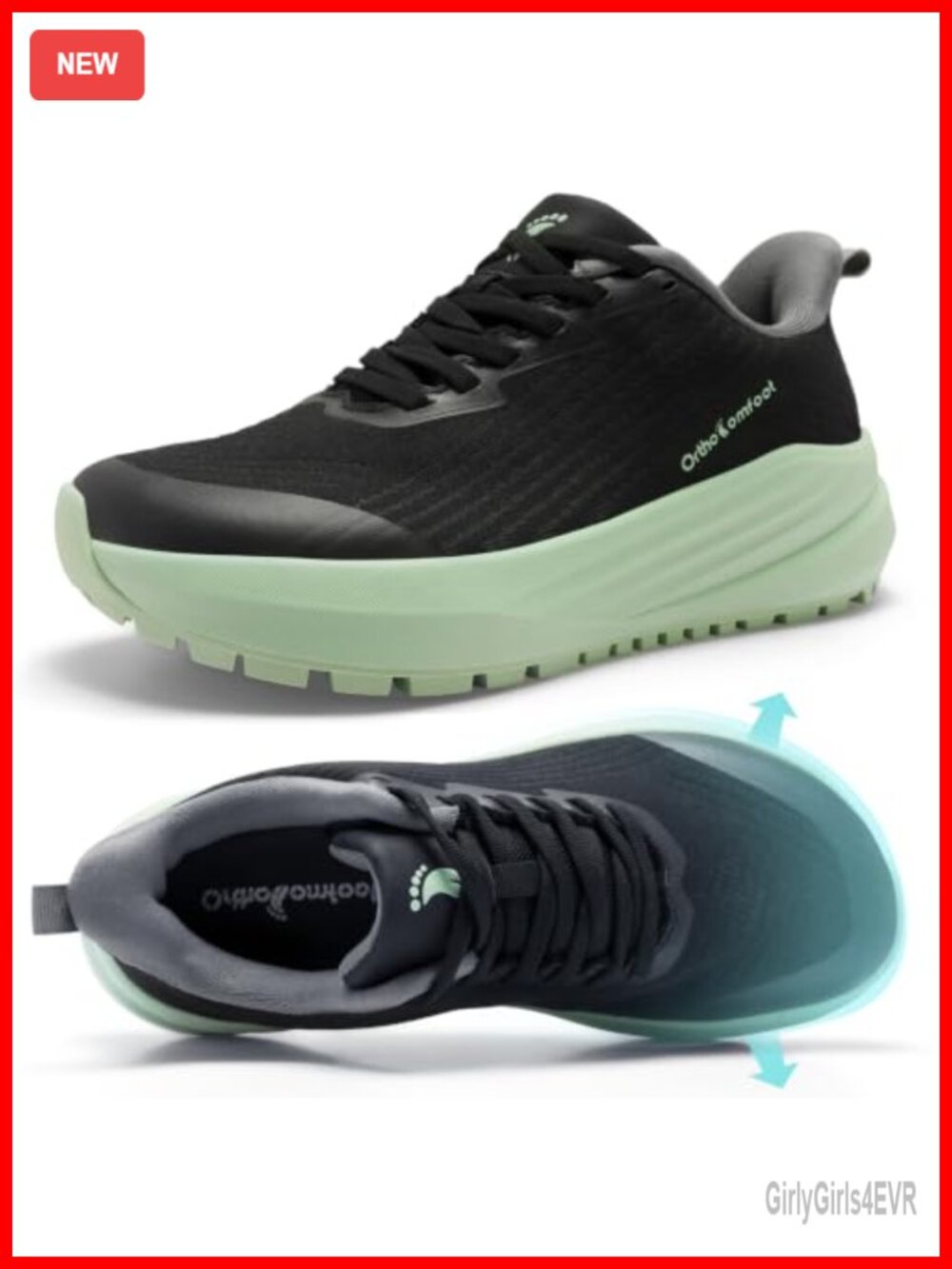 Orthopedic Wide Toe Box Arch Support Athletic Sneakers